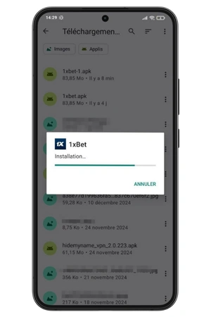 Installez le fichier 1Xbet android APK